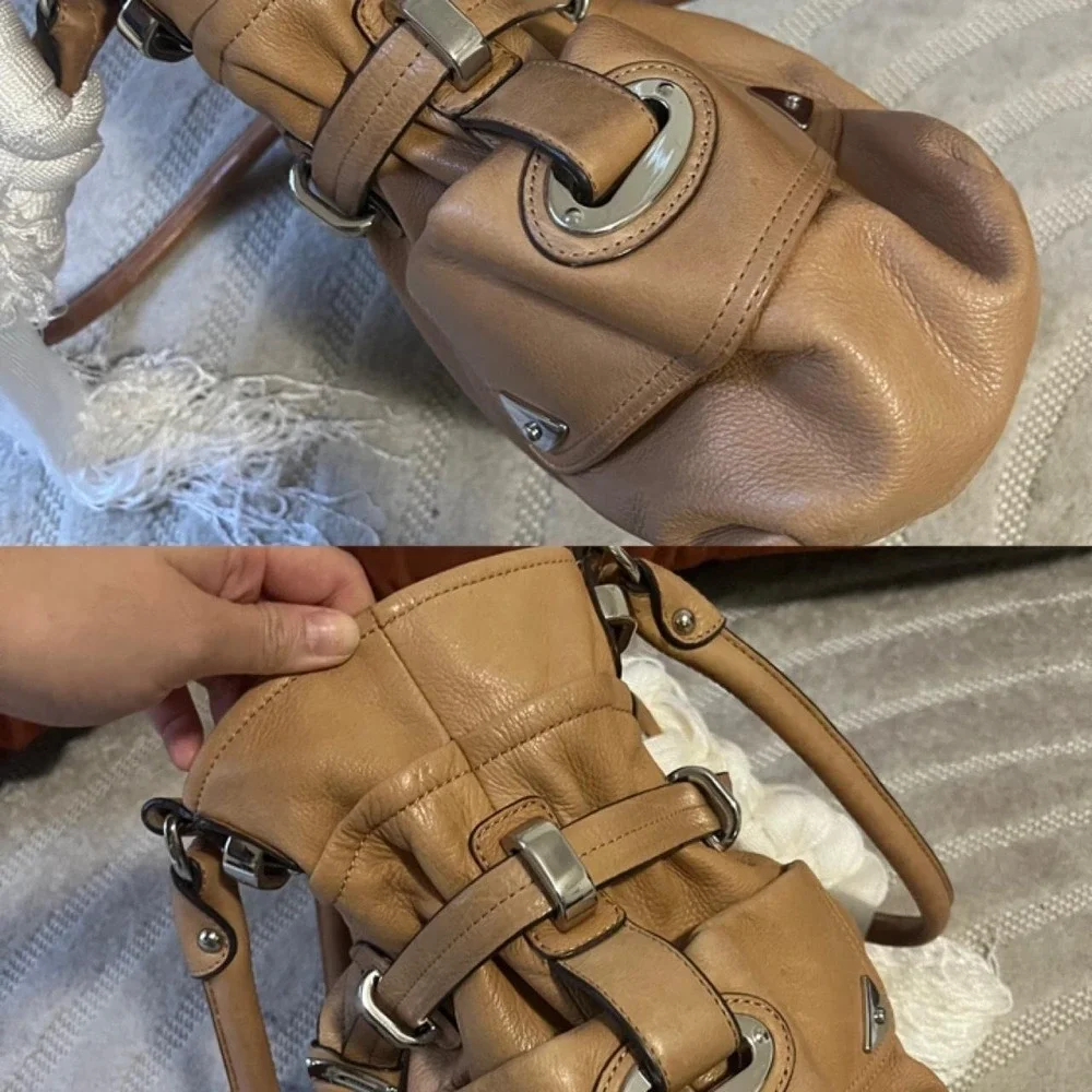 B Makowsky Belted Strap leather shoulder hobo Bag Punk Y2k Streetwear Chic